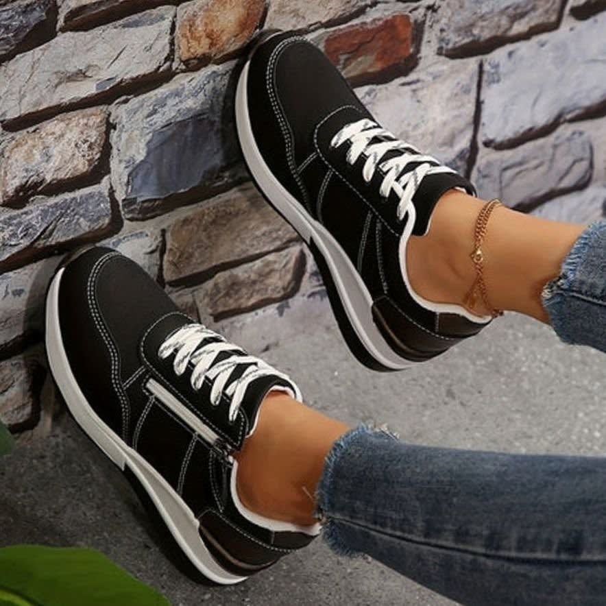 Women's Side Zip Wedge Orthopedic Trainers | Ginny_6