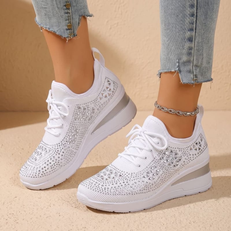 Women's Rhinestone Wedge Orthopedic Trainers | Arianwen_1