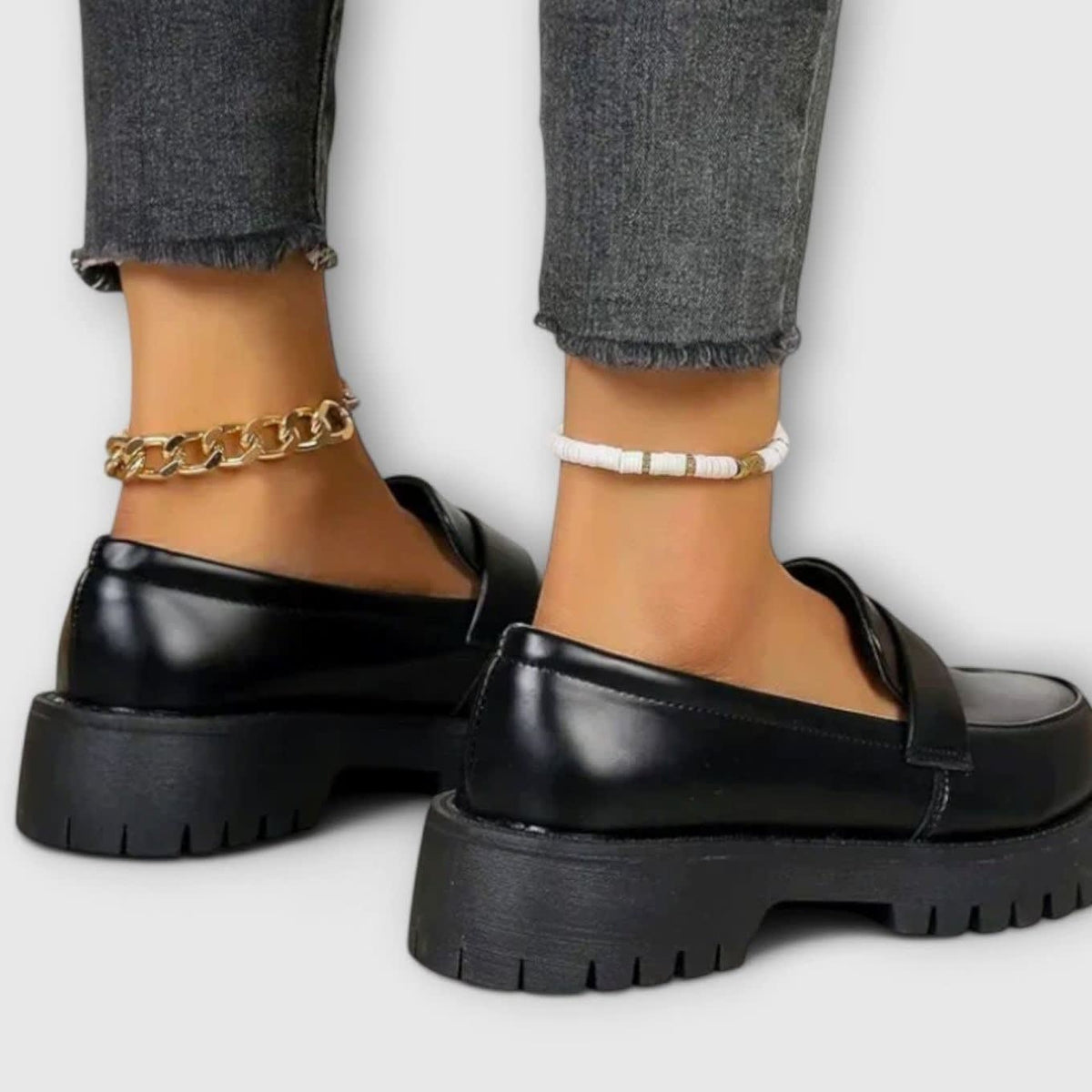 Women's Faux Leather Chunky Orthopedic Loafers | Gwenith_3