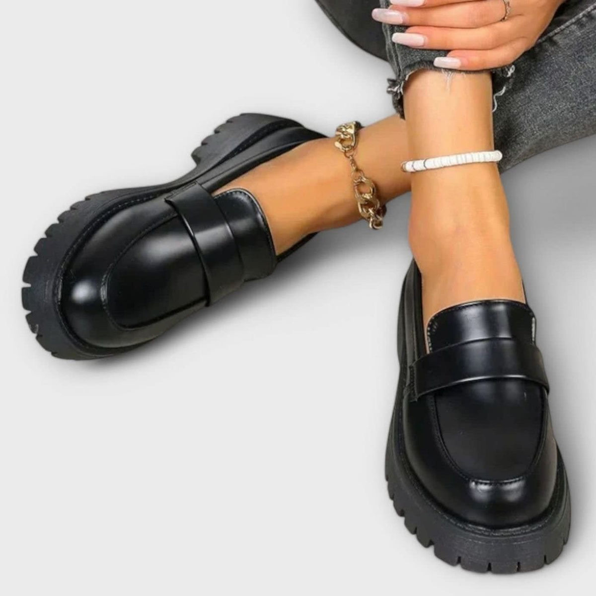 Women's Faux Leather Chunky Orthopedic Loafers | Gwenith_4