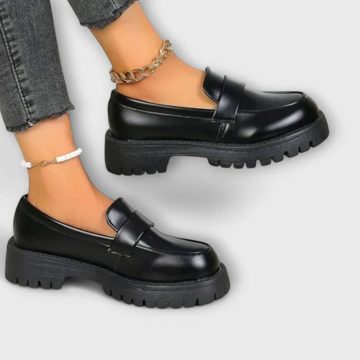 Women's Faux Leather Chunky Orthopedic Loafers | Gwenith_5