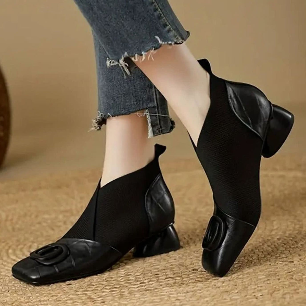 Women's Buckle Block Heel Orthopedic Boots | Elain_2