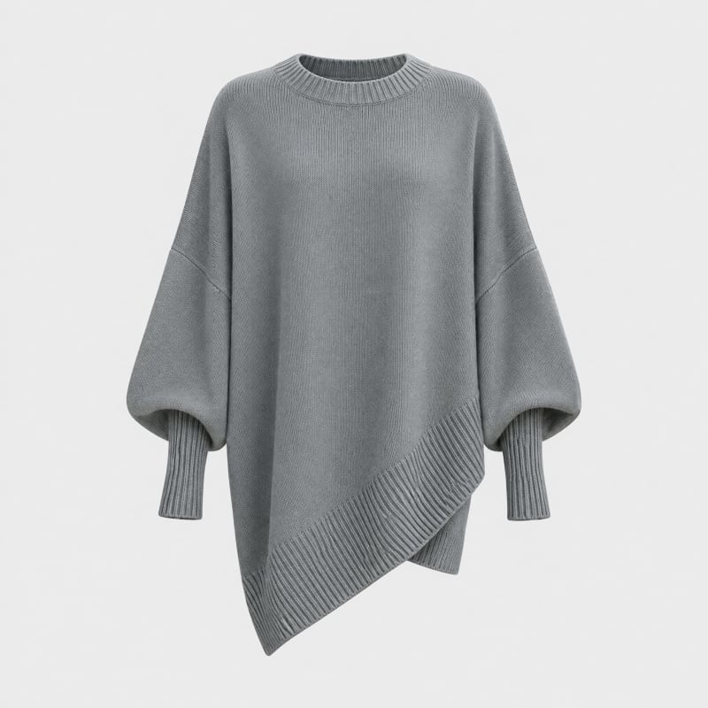 Women's Oversized Batwing Jumper with Asymmetric Hem | Keira_1