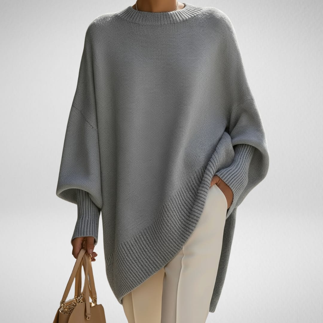 Women's Oversized Batwing Jumper with Asymmetric Hem | Keira_2