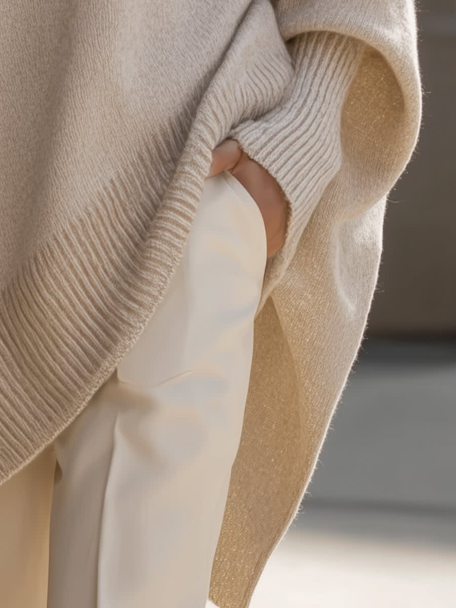 Women's Oversized Batwing Jumper with Asymmetric Hem | Keira_6