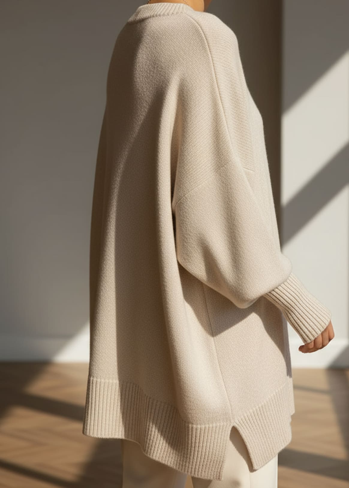 Women's Oversized Batwing Jumper with Asymmetric Hem | Keira_8