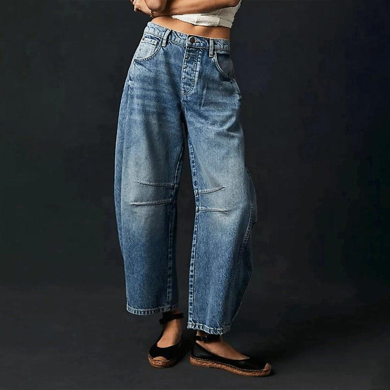 Women's High Waist Barrel Leg Jeans | Billie_5