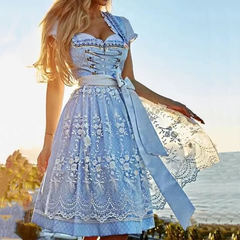 Women's Floral Dirndl Dress with Lace Apron | Lark_1