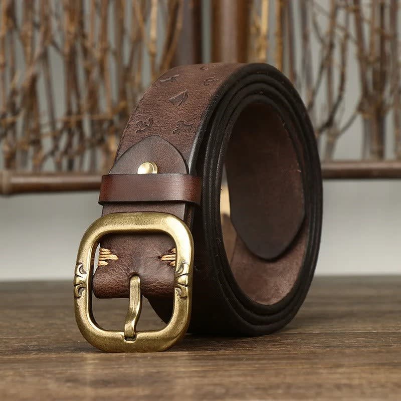 Men's Anchor Embossed Leather Belt | Seamus_10