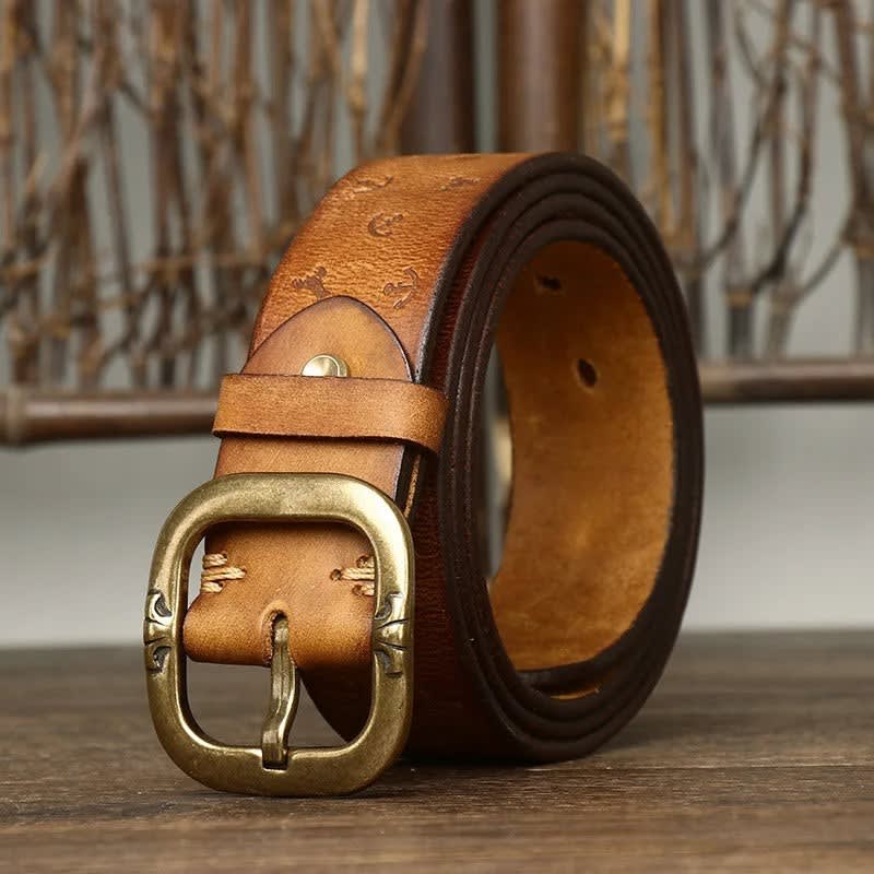 Men's Anchor Embossed Leather Belt | Seamus_11