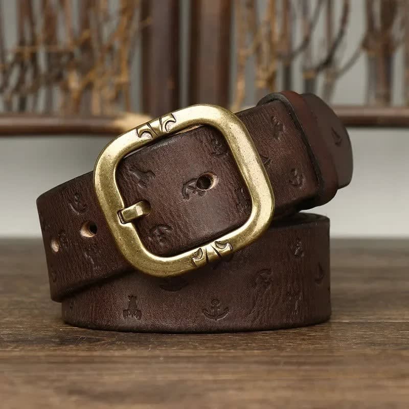 Men's Anchor Embossed Leather Belt | Seamus_3