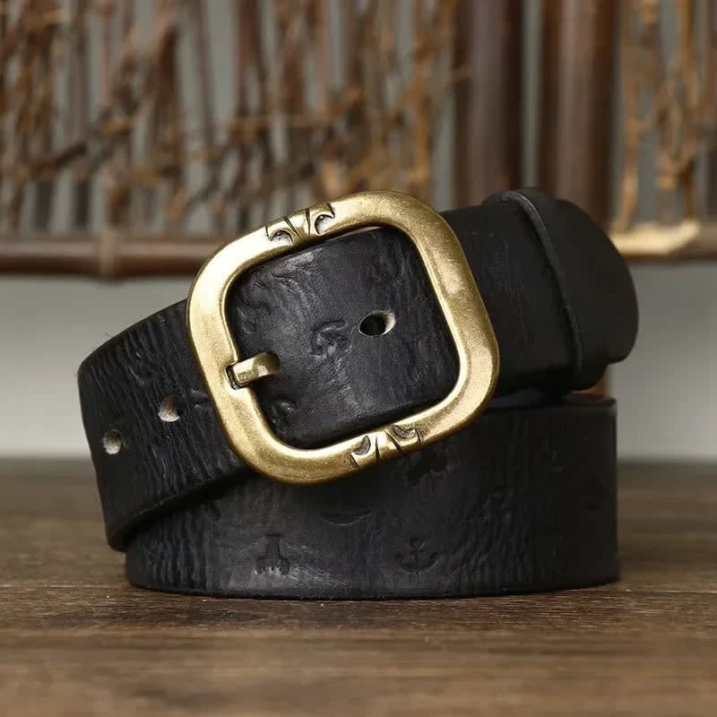 Men's Anchor Embossed Leather Belt | Seamus_4