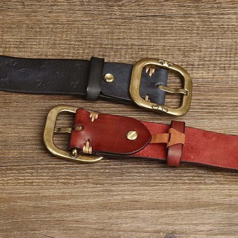 Men's Anchor Embossed Leather Belt | Seamus_7