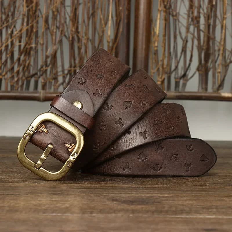 Men's Anchor Embossed Leather Belt | Seamus_8