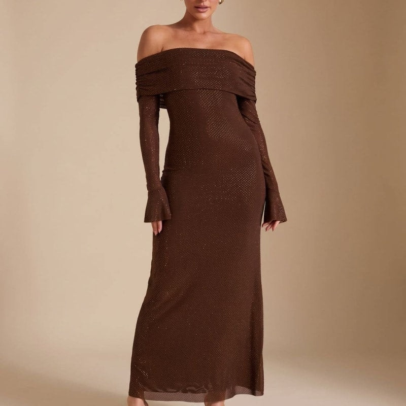 Women's Off Shoulder Sequin Maxi Party Dress | Rosanna_1