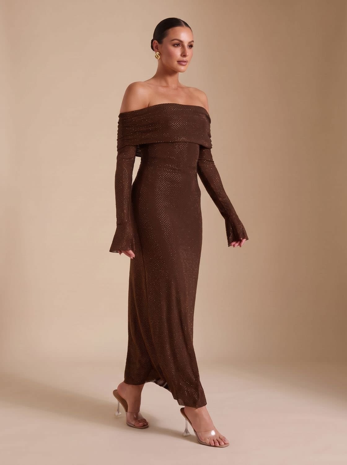 Women's Off Shoulder Sequin Maxi Party Dress | Rosanna_8