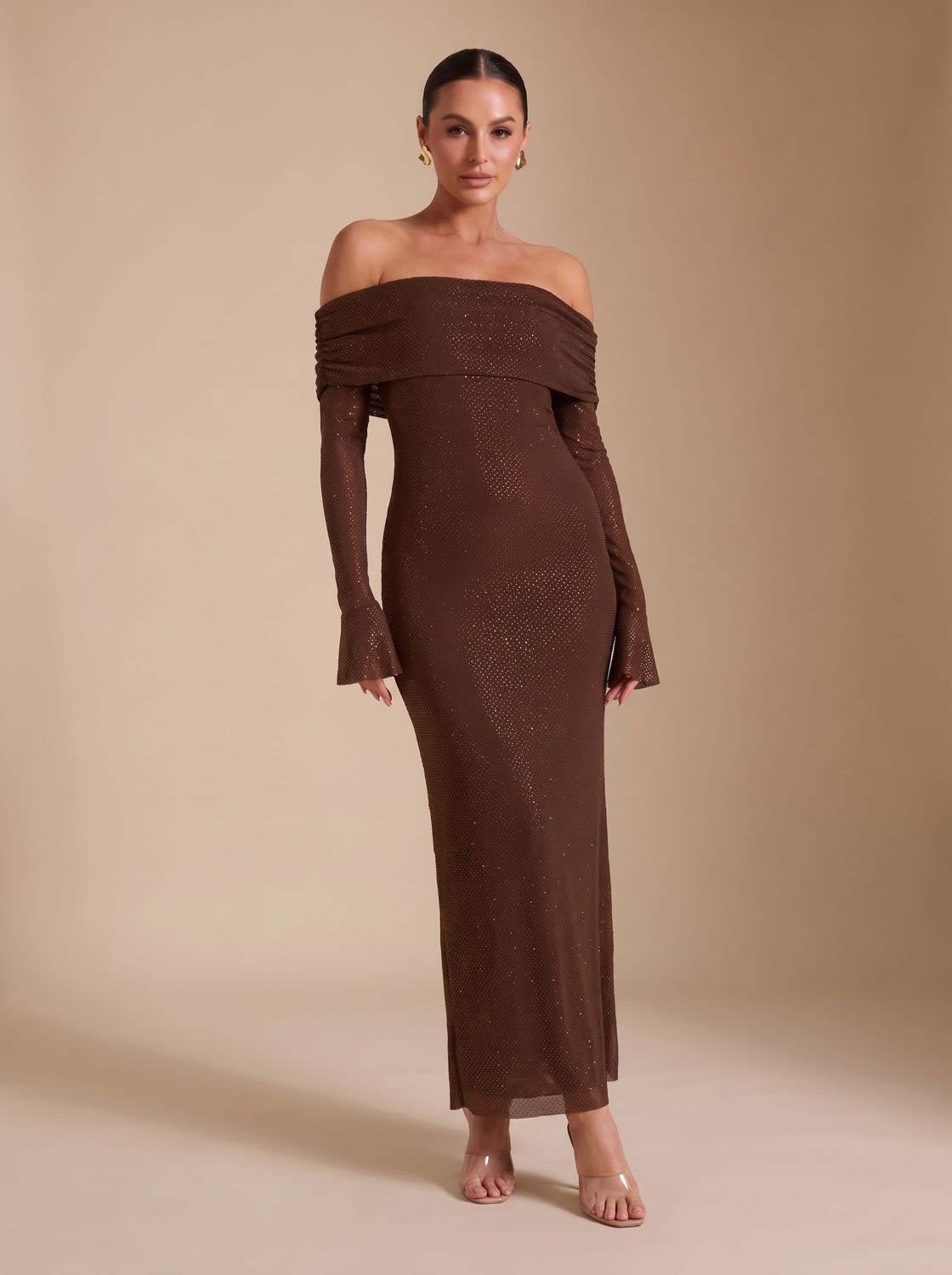 Women's Off Shoulder Sequin Maxi Party Dress | Rosanna_9