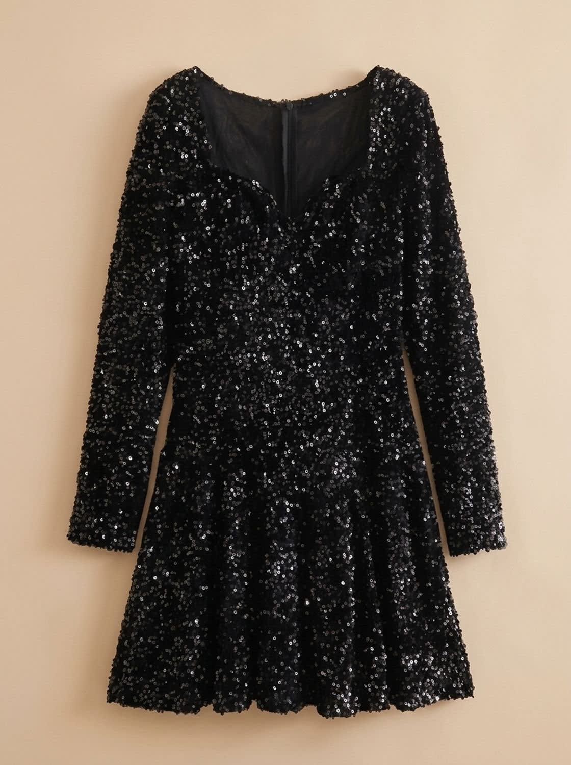 Women's Sequin Sweetheart Christmas Party Mini Dress | Honor_5