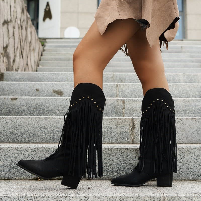 Women's Suede Fringe Western Boots | Kayla_3