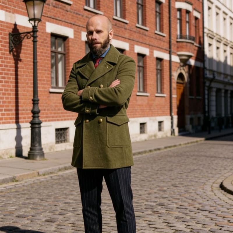 Men's Wool Blend Double-Breasted Pea Coat | Gordon_1