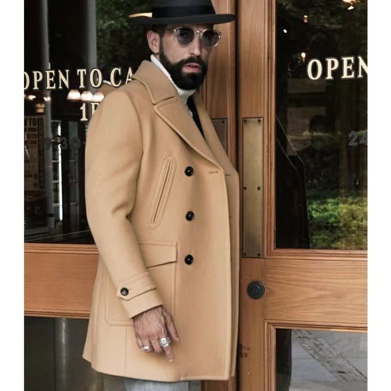 Men's Wool Blend Double-Breasted Pea Coat | Gordon_3