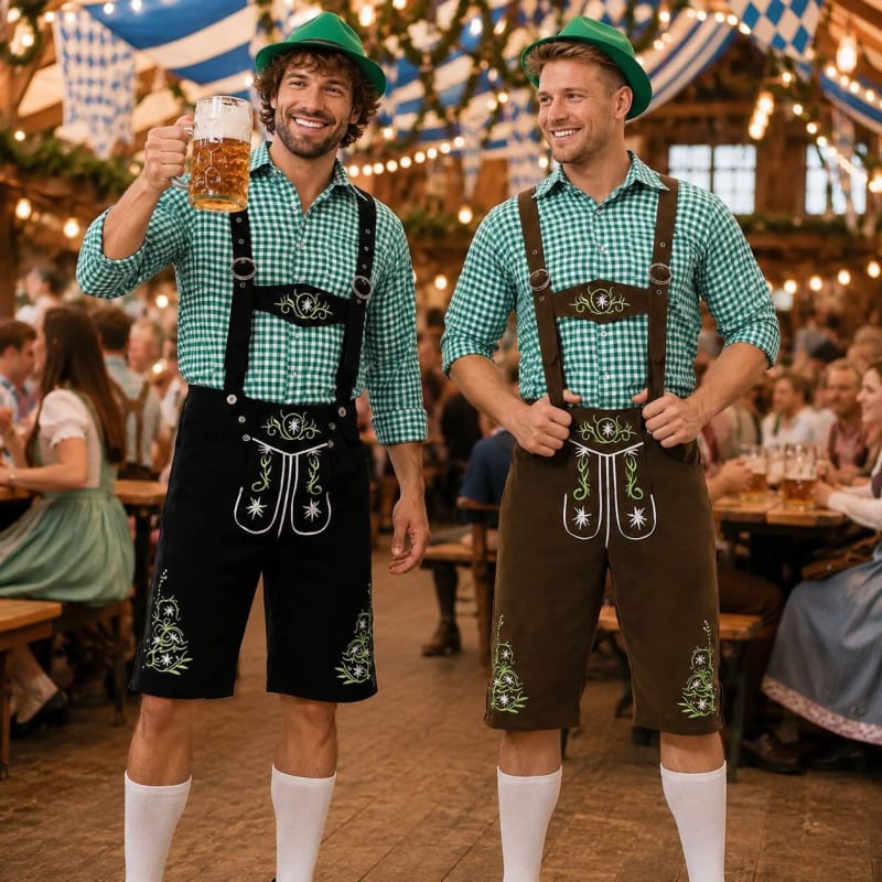 Men's Oktoberfest Lederhosen Set with Shirt and Hat | Alan_1