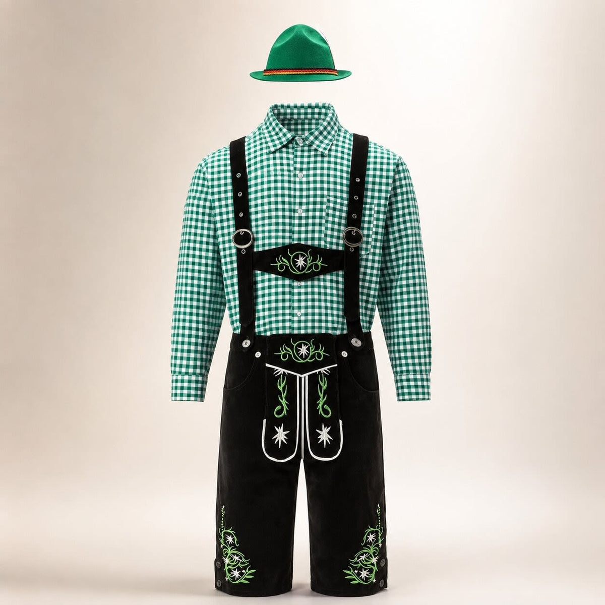 Men's Oktoberfest Lederhosen Set with Shirt and Hat | Alan_4