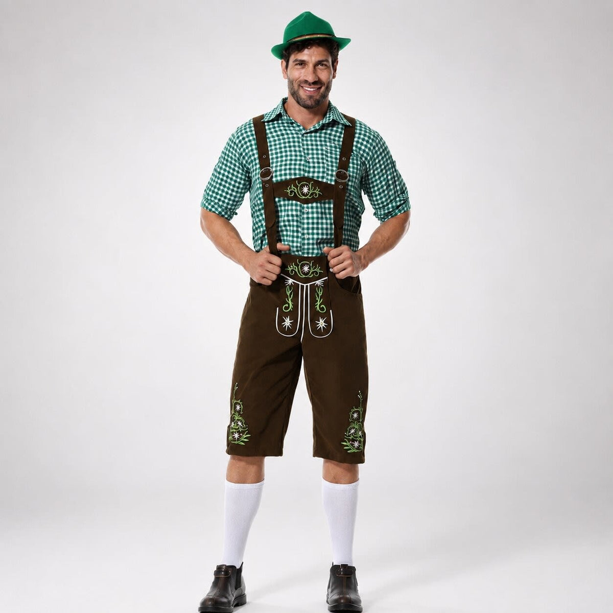 Men's Oktoberfest Lederhosen Set with Shirt and Hat | Alan_5