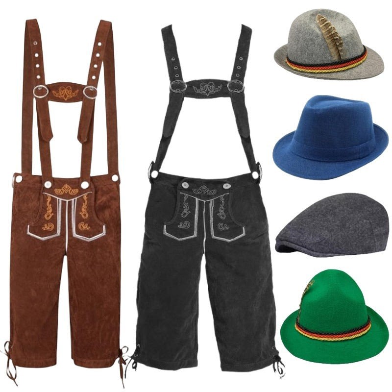 Men's Knee Length Lederhosen and Hat Set | Oswald_1