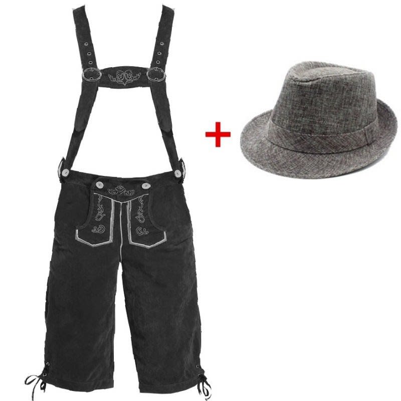 Men's Knee Length Lederhosen and Hat Set | Oswald_10