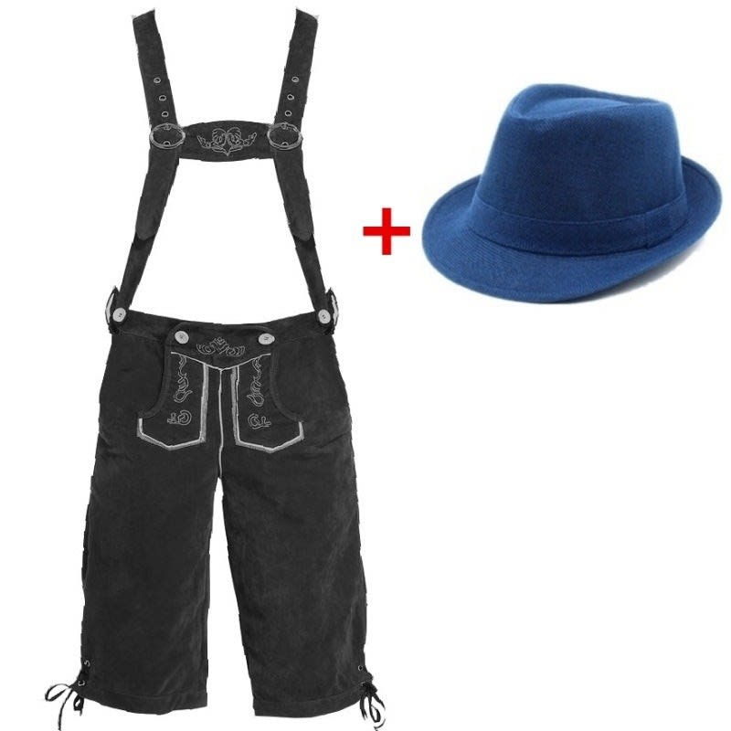 Men's Knee Length Lederhosen and Hat Set | Oswald_12