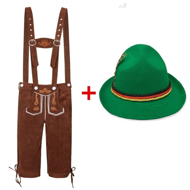 Men's Knee Length Lederhosen and Hat Set | Oswald_13