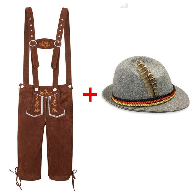 Men's Knee Length Lederhosen and Hat Set | Oswald_14