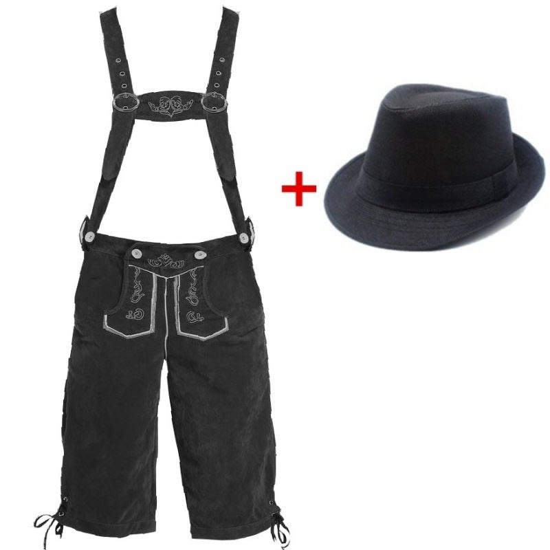 Men's Knee Length Lederhosen and Hat Set | Oswald_15