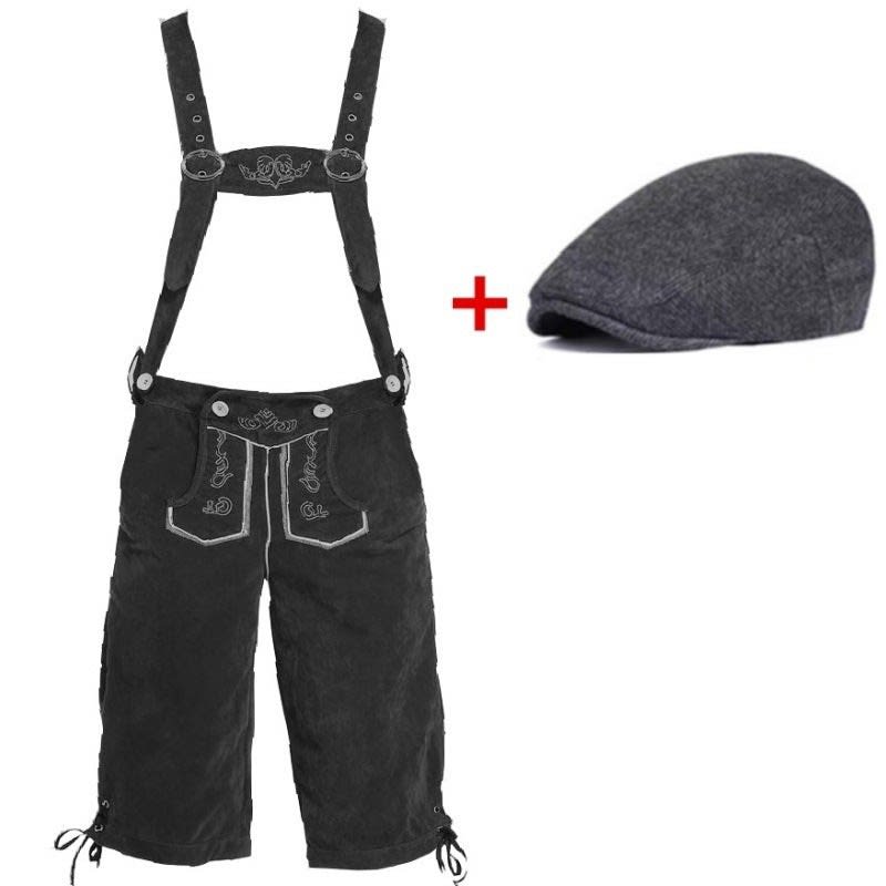 Men's Knee Length Lederhosen and Hat Set | Oswald_16