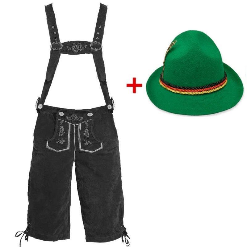 Men's Knee Length Lederhosen and Hat Set | Oswald_4