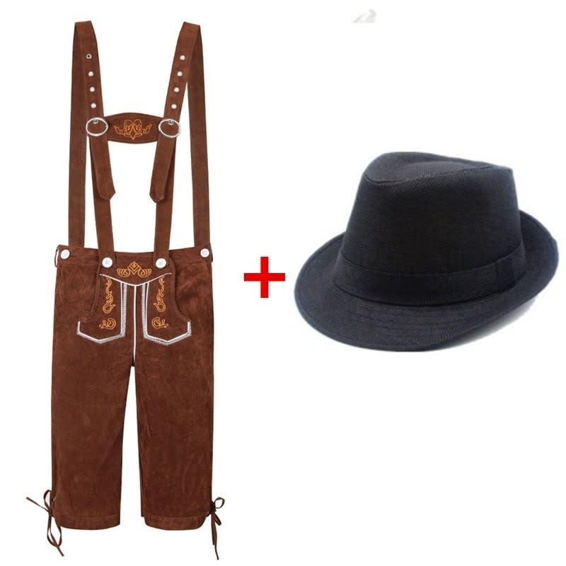 Men's Knee Length Lederhosen and Hat Set | Oswald_6