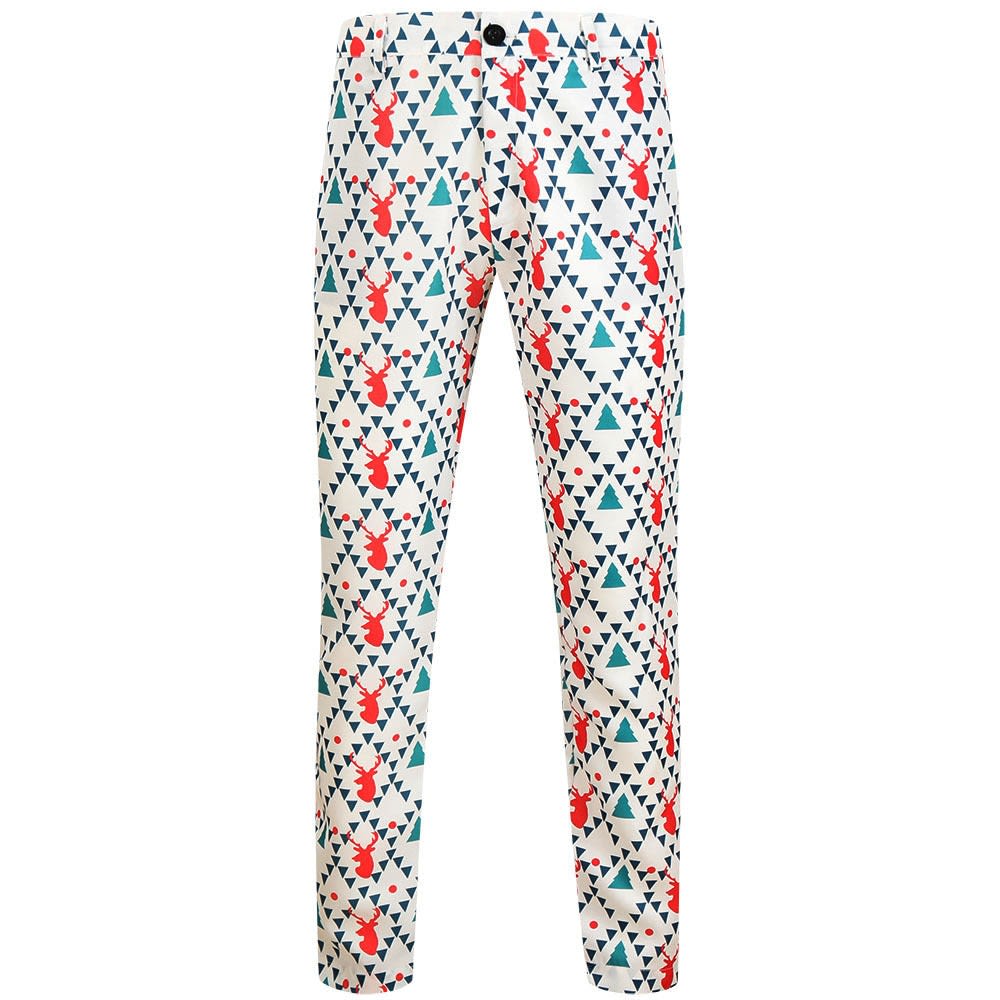 Men's Slim Fit Santa Print Christmas Chino Trousers | Rory_11