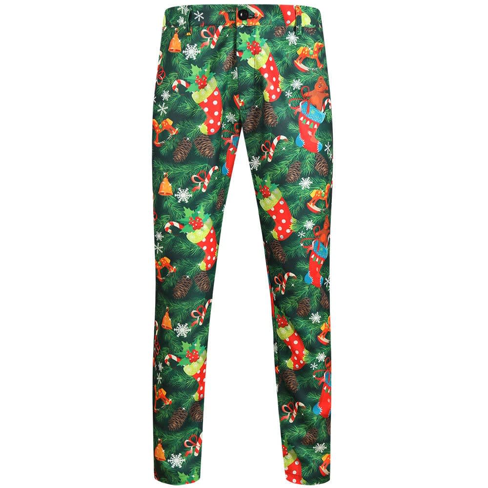 Men's Slim Fit Santa Print Christmas Chino Trousers | Rory_13