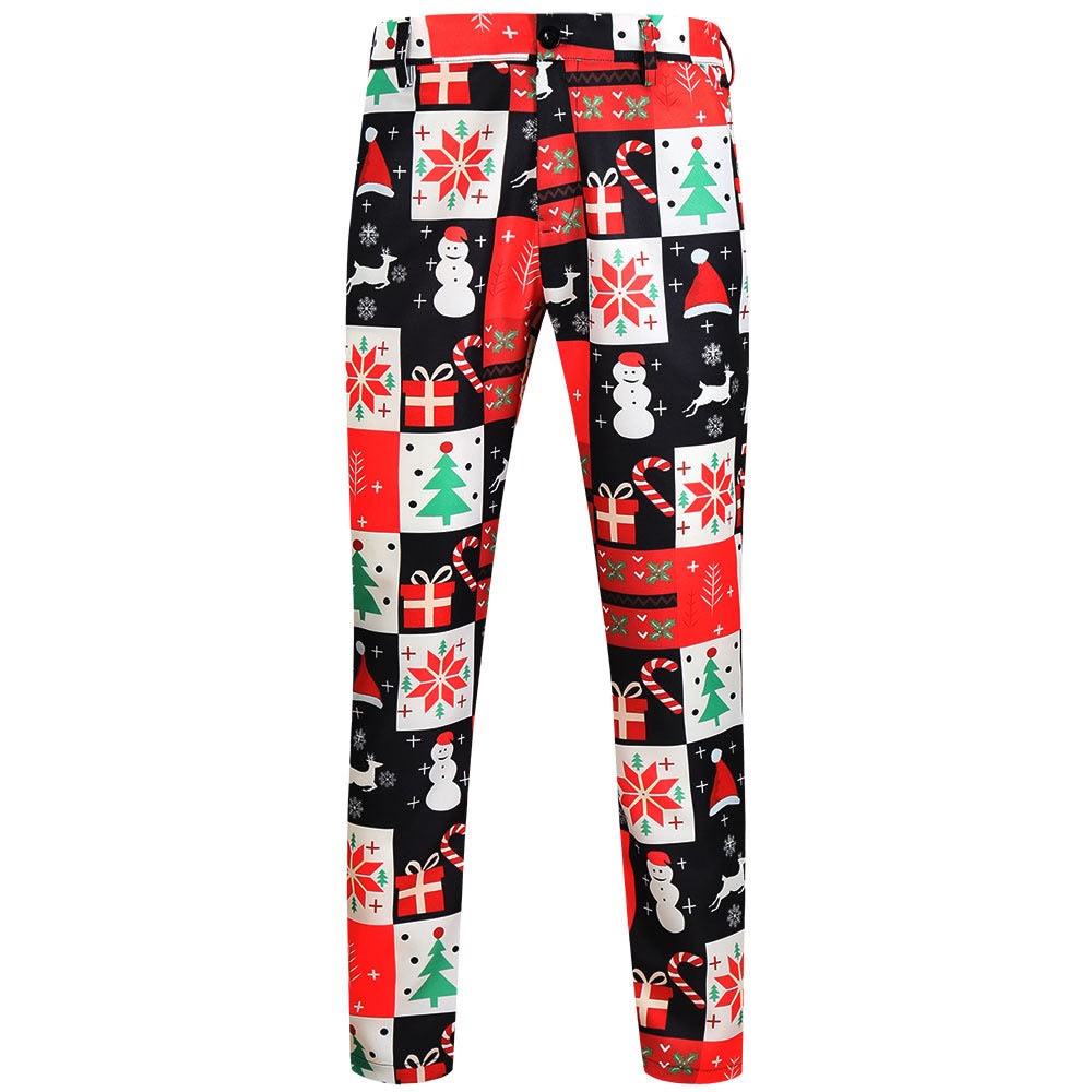 Men's Slim Fit Santa Print Christmas Chino Trousers | Rory_6