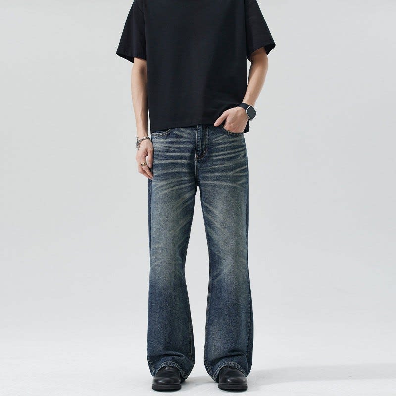 Men's Vintage Wash Wide Flared Jeans | Harvey_1