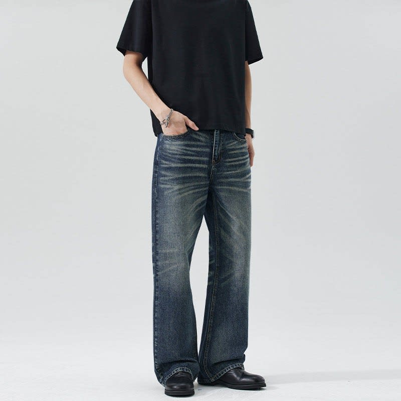 Men's Vintage Wash Wide Flared Jeans | Harvey_2