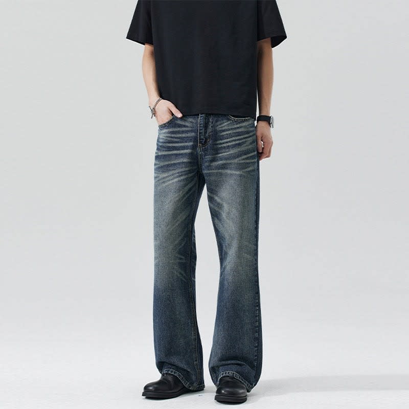 Men's Vintage Wash Wide Flared Jeans | Harvey_5