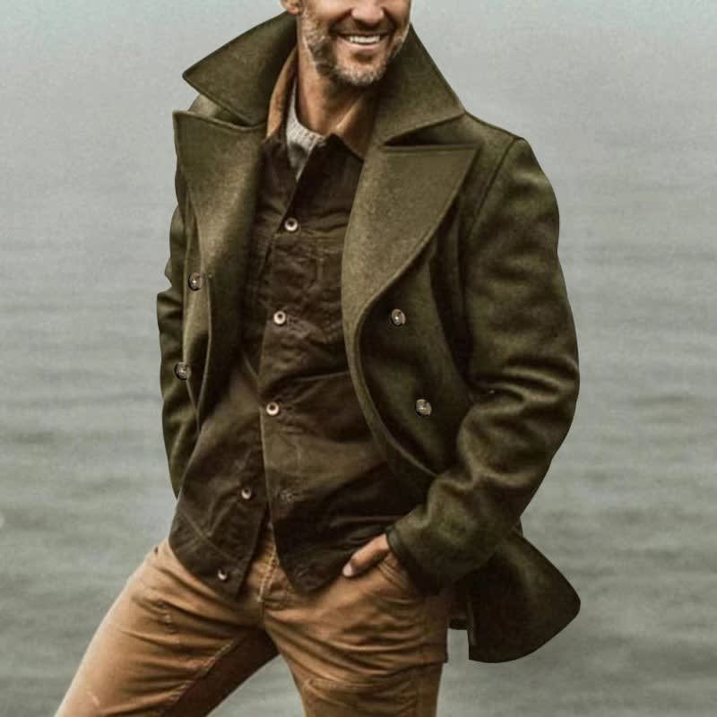 Men's Wide Lapel Double-Breasted Pea Coat | Stuart_3