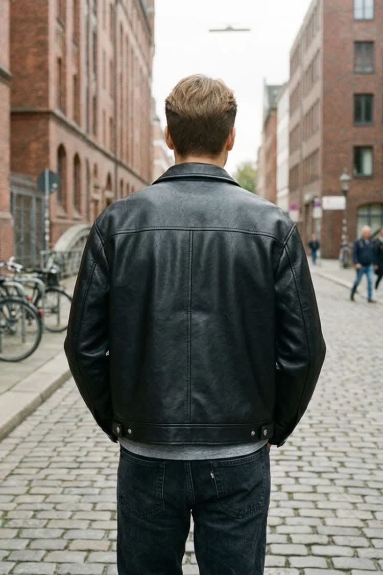 Men's Faux Leather Zip Jacket | Alfie_4
