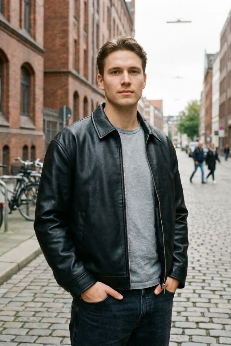 Men's Faux Leather Zip Jacket | Alfie_5