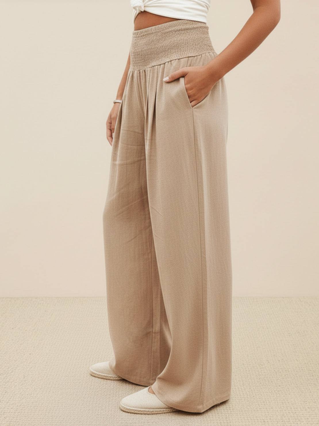 Women's Smocked Wide Leg Pants | Bianca