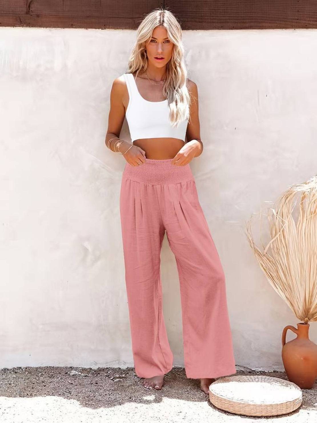 Women's Smocked Wide Leg Pants | Bianca