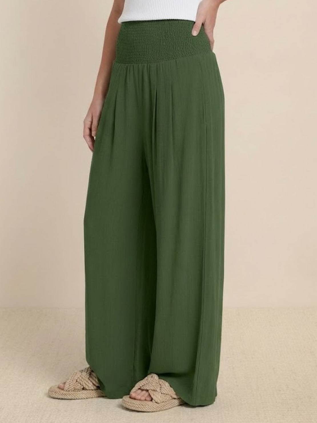Women's Smocked Wide Leg Pants | Bianca