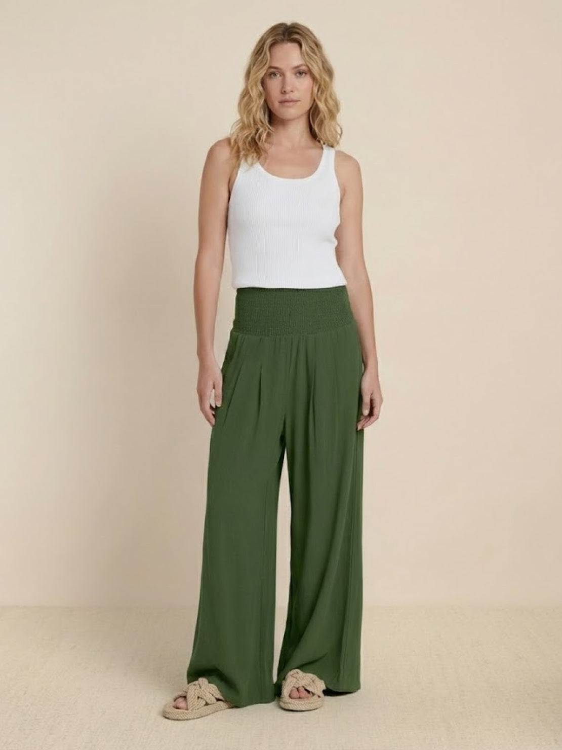 Women's Smocked Wide Leg Pants | Bianca